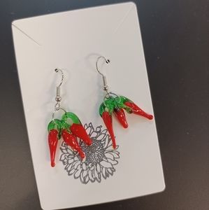 Handmade chili pepper dangle earrings